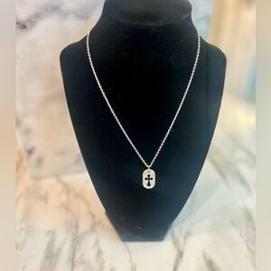 Brand New Avon Pave Cross Tag Necklace